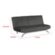 Villy Futon Sofa Bed-Chrome Metal Legs-Charcoal Channel Tuft Fabric