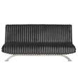 Villy Futon Sofa Bed-Chrome Metal Legs-Charcoal Channel Tuft Fabric