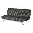 Villy Futon Sofa Bed-Chrome Metal Legs-Charcoal Channel Tuft Fabric