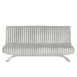 Villy Futon Sofa Bed-Chrome Metal Legs-Gray Channel Tufted Fabric