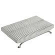Villy Futon Sofa Bed-Chrome Metal Legs-Gray Channel Tufted Fabric