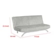 Villy Futon Sofa Bed-Chrome Metal Legs-Gray Channel Tufted Fabric