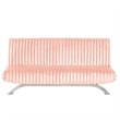 Villy Futon Sofa Bed-Chrome Metal Legs-Pink Channel Tufted Fabric