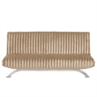 Villy Futon Sofa Bed-Chrome Metal Legs-Taupe Channel Tufted Fabric