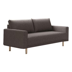 Remy Loveseat-Charcoal Gray Boucle-Gold Solid Wood Frame-63 Inch