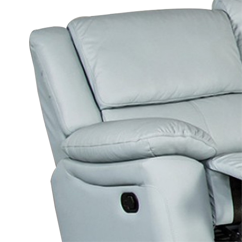 Larus Manual Loveseat-Powder Blue Leather Match-Pillow Top Arms-60 Inch