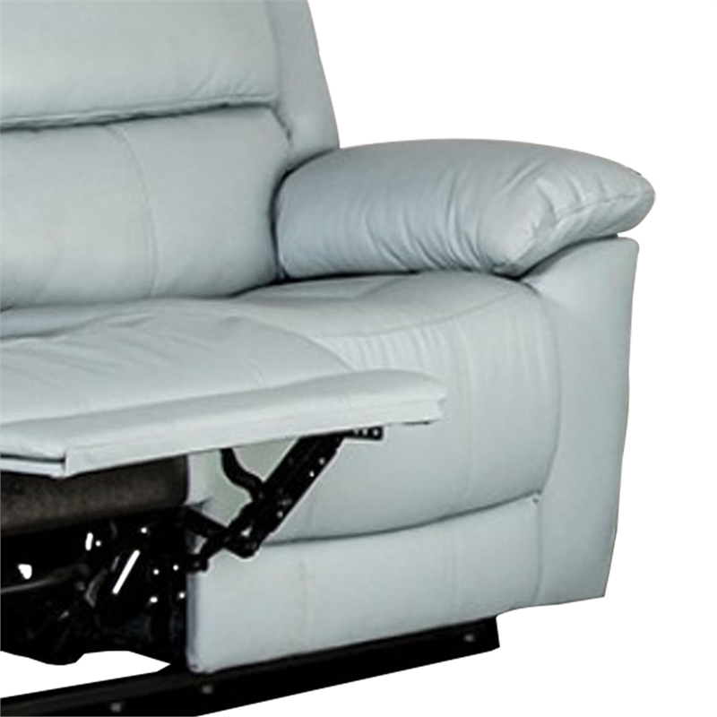 Larus Manual Loveseat-Powder Blue Leather Match-Pillow Top Arms-60 Inch