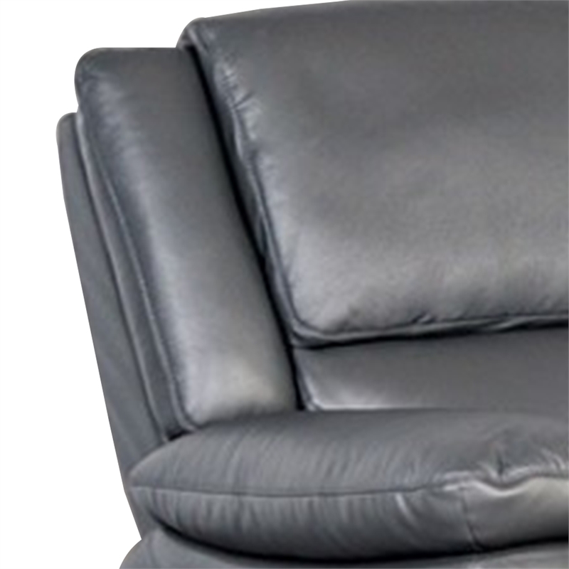 Larus Manual Loveseat-Dark Gray Leather Match-Pillow Top Arms-60 Inch