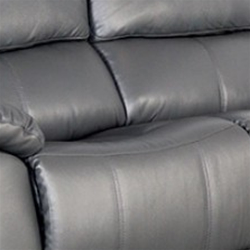 Larus Manual Loveseat-Dark Gray Leather Match-Pillow Top Arms-60 Inch