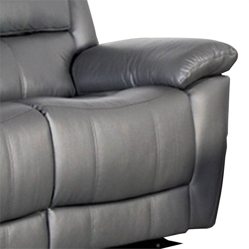 Larus Manual Loveseat-Dark Gray Leather Match-Pillow Top Arms-60 Inch