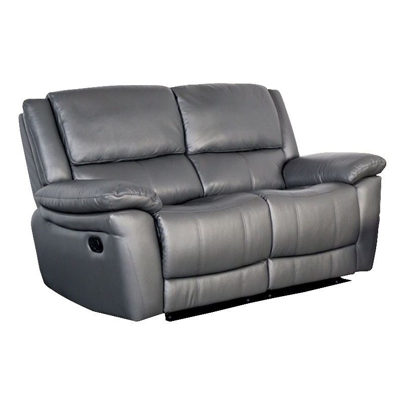 Larus Manual Loveseat-Dark Gray Leather Match-Pillow Top Arms-60 Inch