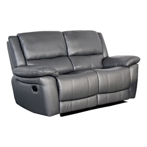 Larus Manual Loveseat-Dark Gray Leather Match-Pillow Top Arms-60 Inch
