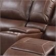 Teli Manual Recliner Loveseat with Console and USB Port-Dark Brown Faux Leather