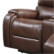 Teli Manual Recliner Loveseat with Console and USB Port-Dark Brown Faux Leather