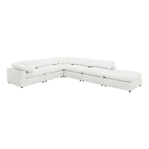 Allias 6pc Modular Sectional Sofa-Ivory White Boucle-2 Pillows