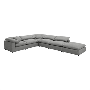 Allias 6pc Modular Sectional Sofa-Classic Gray Boucle-2 Accent Pillows