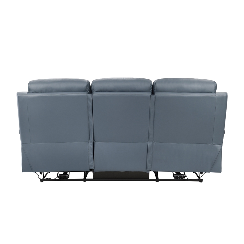 Hanna Power Double Reclining Sofa-Blue Grain Leather-USB-87 Inch