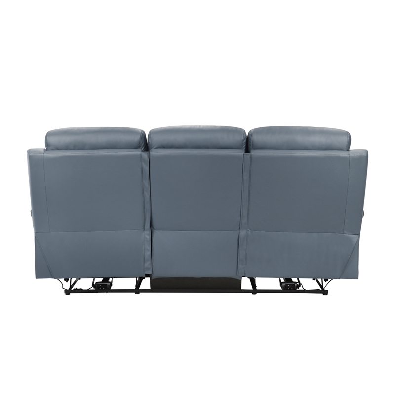 Hanna Power Double Reclining Sofa-Blue Grain Leather-USB-87 Inch