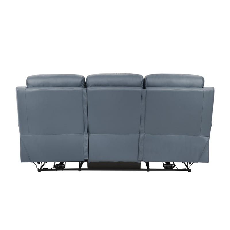 Hanna Power Double Reclining Sofa-Blue Grain Leather-USB-87 Inch