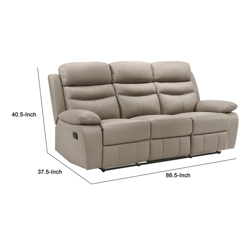 Hanna Manual Double Recliner Sofa-Latte Brown Grain Leather-87 Inch