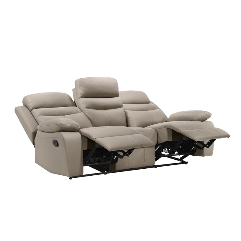Hanna Manual Double Recliner Sofa-Latte Brown Grain Leather-87 Inch