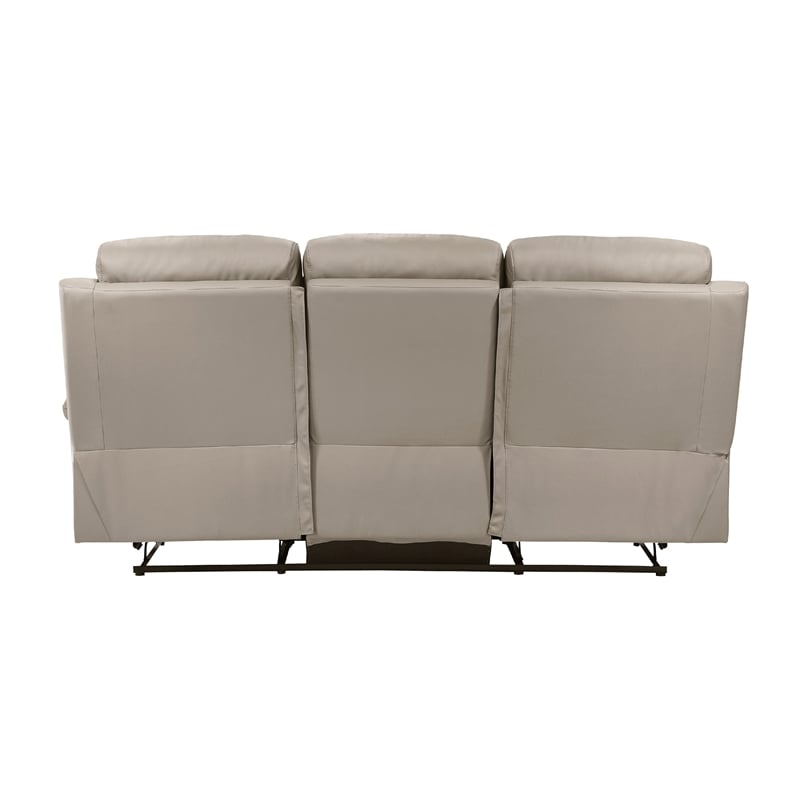 Hanna Manual Double Recliner Sofa-Latte Brown Grain Leather-87 Inch