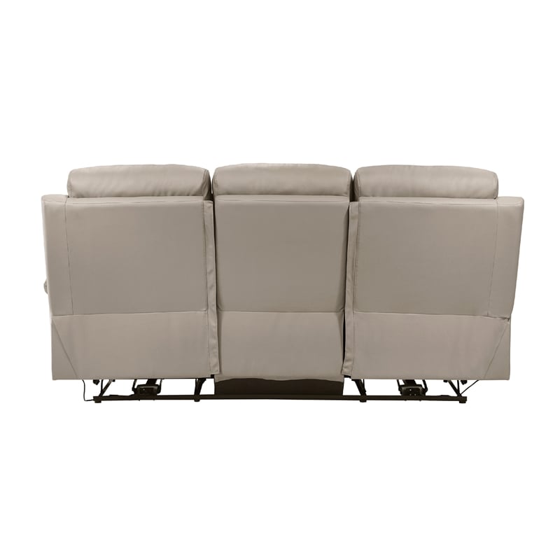 Hanna Power Dual Recliner Sofa-USB-Latte Brown Grain Leather 87 Inch