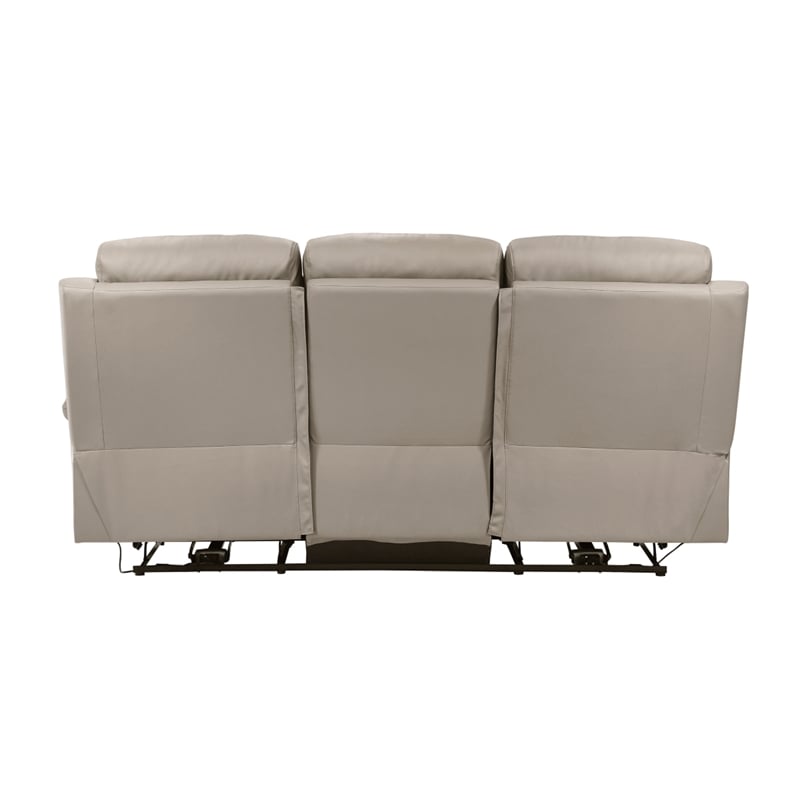 Hanna Power Dual Recliner Sofa-USB-Latte Brown Grain Leather 87 Inch