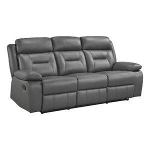Conia Manual Double Recliner Sofa-Dark Gray Top Grain Leather 87 Inch