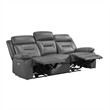 Conia Power Double Recliner Sofa-Dark Gray Leather-USB-87 Inch