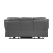 Conia Power Double Recliner Sofa-Dark Gray Leather-USB-87 Inch