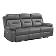 Conia Power Double Recliner Sofa-Dark Gray Leather-USB-87 Inch