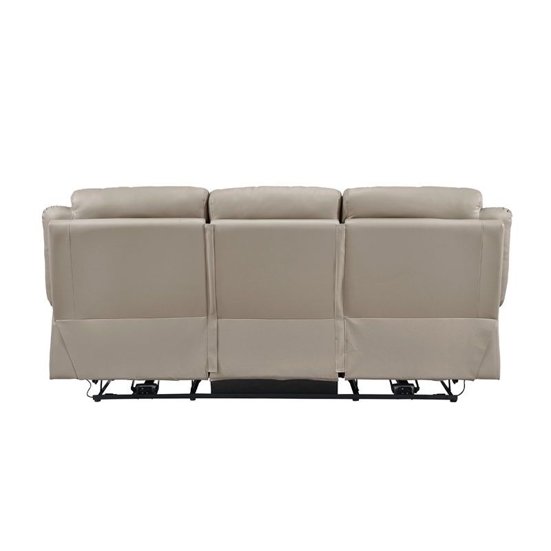 Conia Power Double Reclining Sofa-Latte Beige Leather-USB-87 Inch