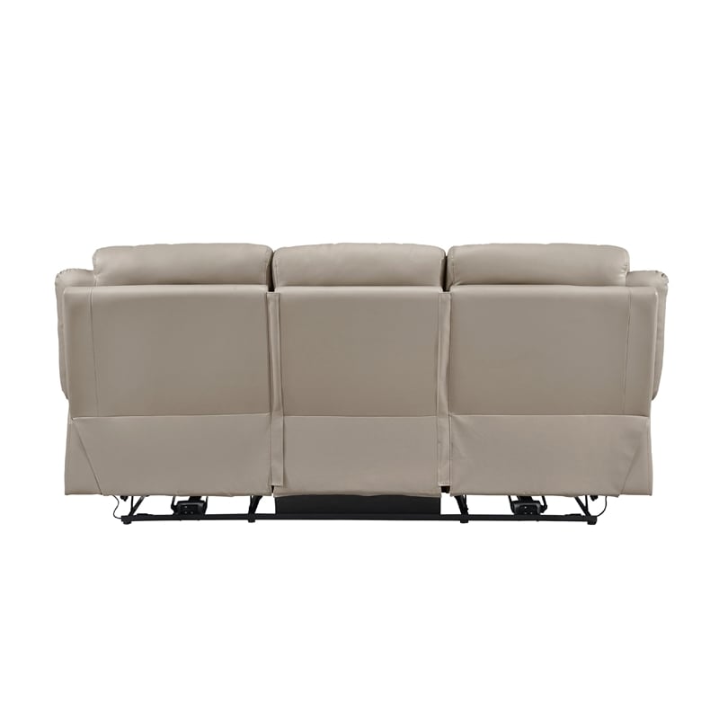 Conia Power Double Reclining Sofa-Latte Beige Leather-USB-87 Inch