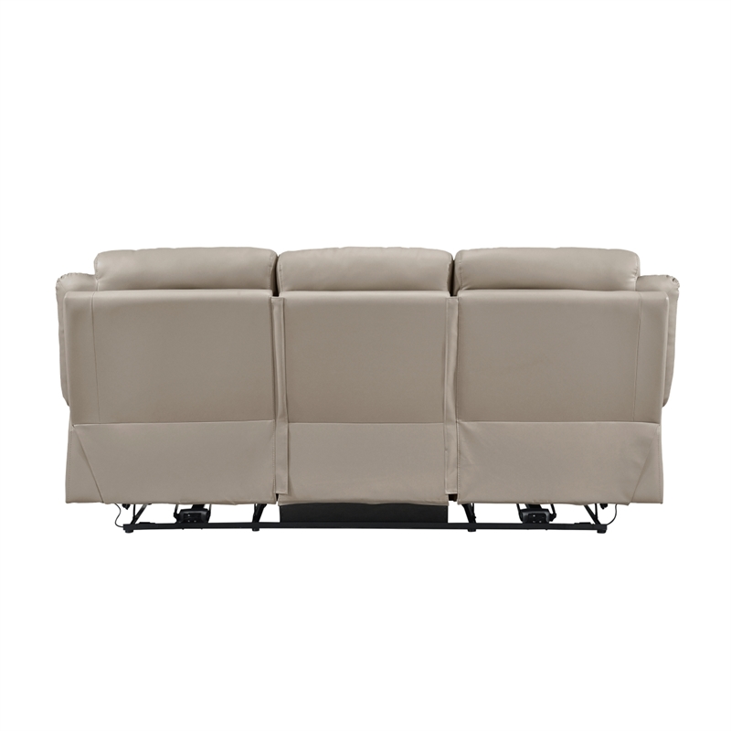 Conia Power Double Reclining Sofa-Latte Beige Leather-USB-87 Inch