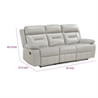Conia Manual Double Reclining Sofa-Light Gray Silver Leather-87 Inch