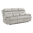 Conia Manual Double Reclining Sofa-Light Gray Silver Leather-87 Inch
