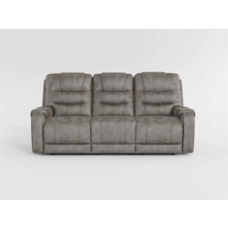 Erron Manual Double Recliner Sofa-Gray Brown Microfiber-87 Inch