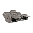 Erron Manual Double Recliner Sofa-Gray Brown Microfiber-87 Inch