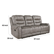 Erron Manual Double Recliner Sofa-Gray Brown Microfiber-87 Inch