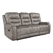 Erron Manual Double Recliner Sofa-Gray Brown Microfiber-87 Inch