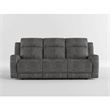 Tesy Manual Double Reclining Sofa-Dark Gray Brown Microfiber-80 Inch