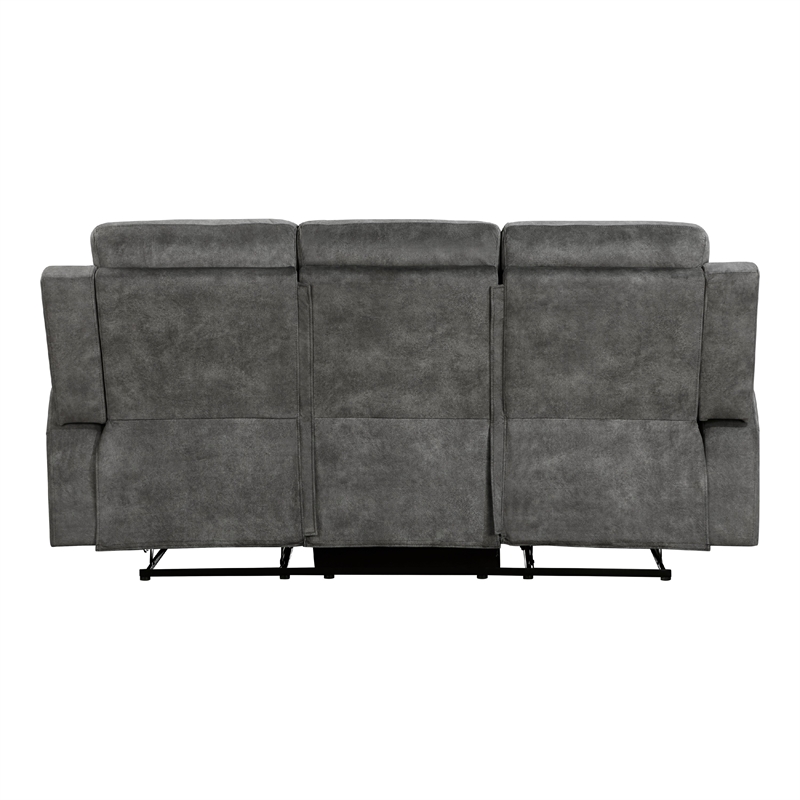 Tesy Manual Double Reclining Sofa-Dark Gray Brown Microfiber-80 Inch