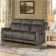Tesy Manual Double Reclining Sofa-Dark Gray Brown Microfiber-80 Inch
