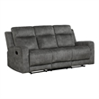 Tesy Manual Double Reclining Sofa-Dark Gray Brown Microfiber-80 Inch