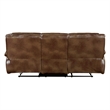 Licot Manual Double Recliner Sofa-Glossy Brown Leather-87 Inch