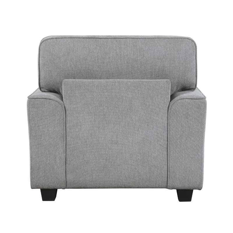 Brady Accent Armchair-Gray Chenille-Nailhead Trim-Black Legs