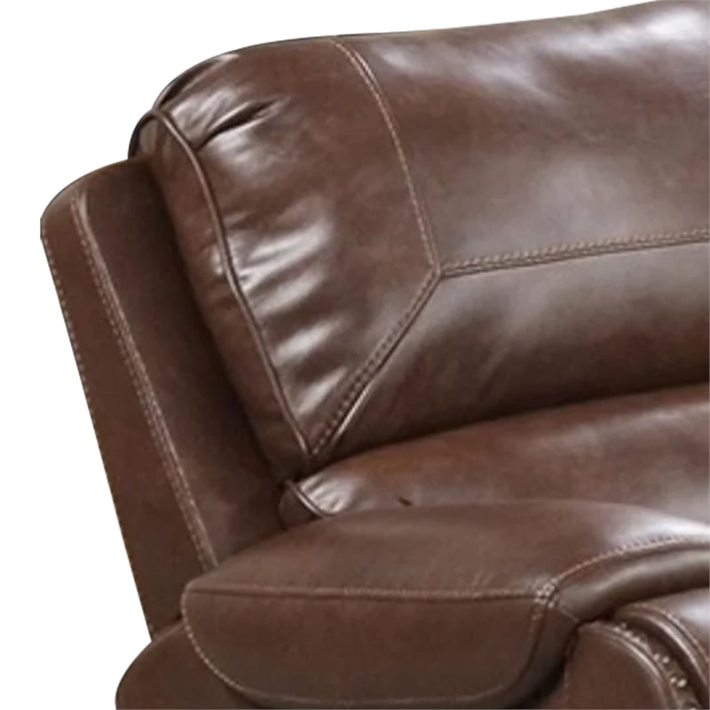Teli Manual Swivel Glider Recliner Chair-Dark Brown Faux Leather