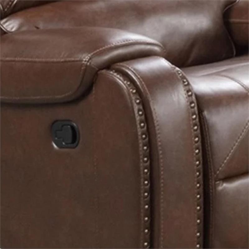 Teli Manual Swivel Glider Recliner Chair-Dark Brown Faux Leather