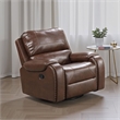 Teli Manual Swivel Glider Recliner Chair-Dark Brown Faux Leather